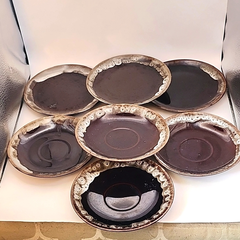 Vintage Old Hickory Drip Gaze Plates By Nasco, Japan